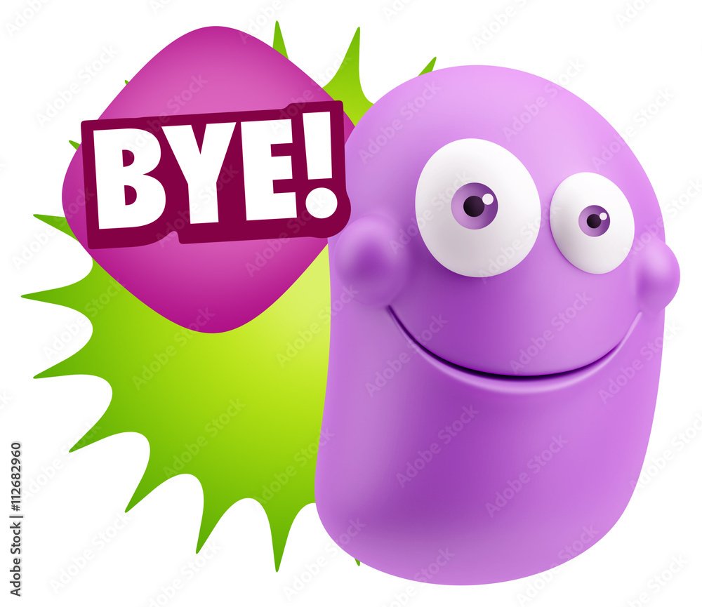 3d Illustration Laughing Character Emoji Expression saying Bye w 3d Illustration Laughing Character Emoji Expression saying Bye w