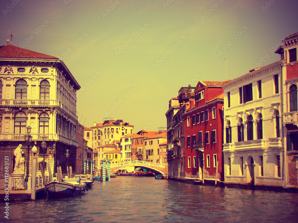 View from Grand Canal in Venice, vintage toned