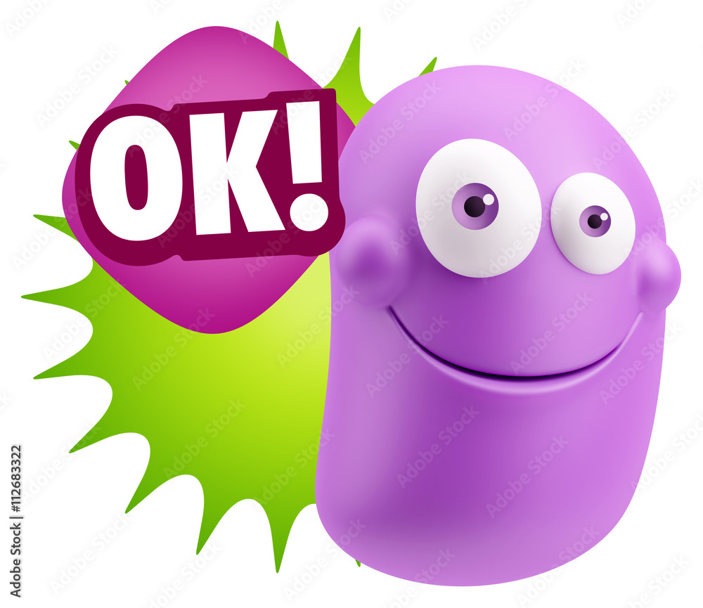 3d Rendering Smile Character Emoticon Expression saying Ok with 3d Rendering Smile Character Emoticon Expression saying Ok with