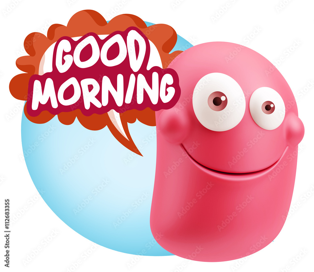 3d Rendering Smile Character Emoticon Expression saying Good Mor 3d Rendering Smile Character Emoticon Expression saying Good Mor