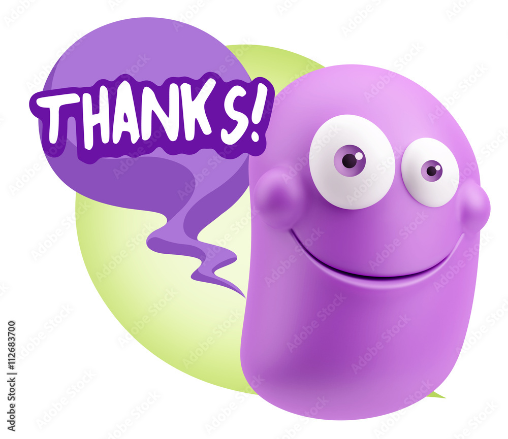 3d Rendering Smile Character Emoticon Expression saying Thanks w 3d Rendering Smile Character Emoticon Expression saying Thanks w