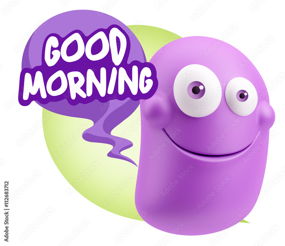 3d Rendering Smile Character Emoticon Expression saying Good Mor 3d Rendering Smile Character Emoticon Expression saying Good Mor