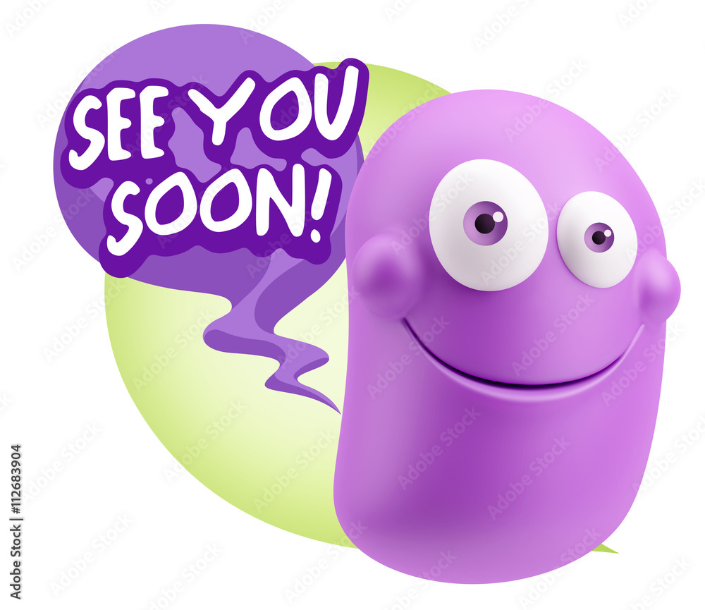 3d Rendering Smile Character Emoticon Expression saying See You 3d Rendering Smile Character Emoticon Expression saying See You