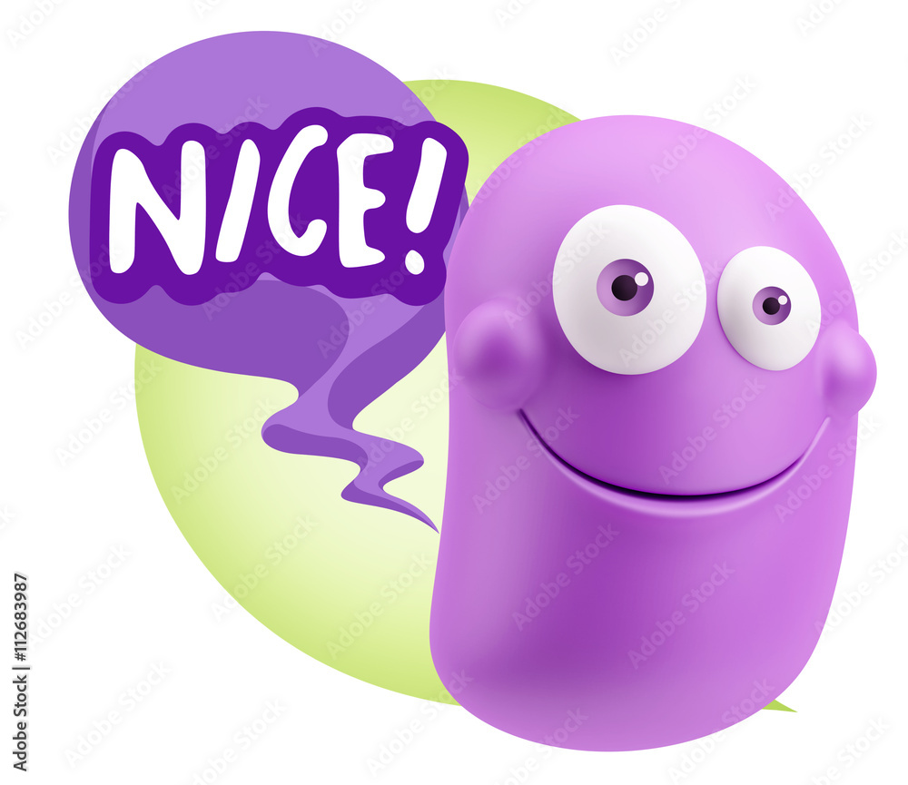 3d Rendering Smile Character Emoticon Expression saying Nice wit 3d Rendering Smile Character Emoticon Expression saying Nice wit