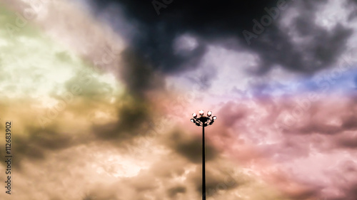 power electric pillar and colorfull fantacy sky