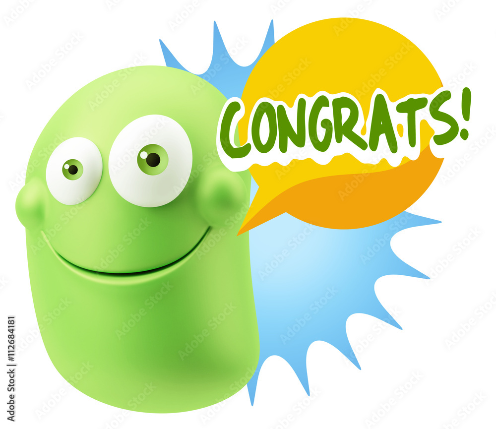 3d Rendering Smile Character Emoticon Expression saying Congrats 3d Rendering Smile Character Emoticon Expression saying Congrats
