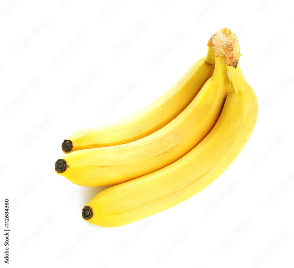 Fresh ripe bananas on white background