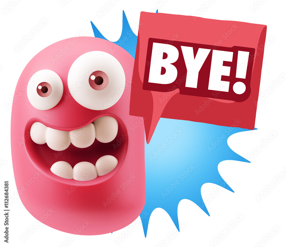 3d Illustration Laughing Character Emoji Expression saying Bye w 3d Illustration Laughing Character Emoji Expression saying Bye w
