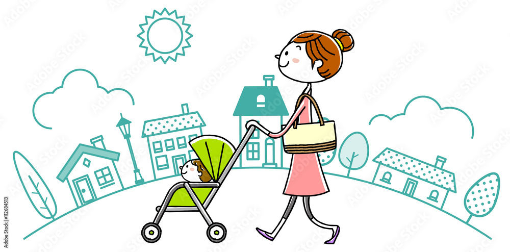 イラスト素材 親子 ベビーカー 外出 Stock Vector Adobe Stock イラスト素材 親子 ベビーカー 外出 Stock Vector Adobe Stock