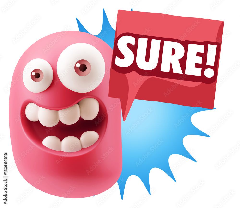 Obraz premium 3d Illustration Laughing Character Emoji Expression saying Sure