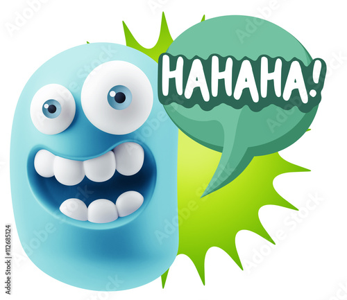 3d Illustration Laughing Character Emoji Expression saying Hahah photo