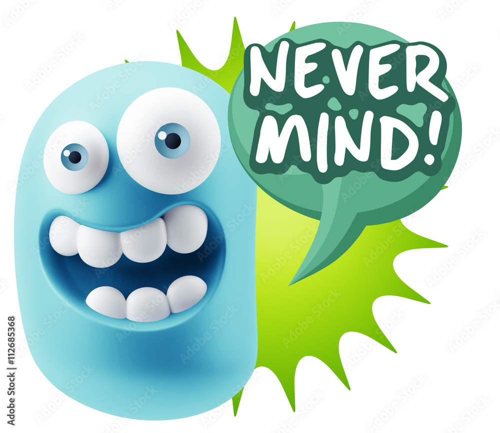 3d Rendering Smile Character Emoticon Expression saying Never Mi 3d Rendering Smile Character Emoticon Expression saying Never Mi
