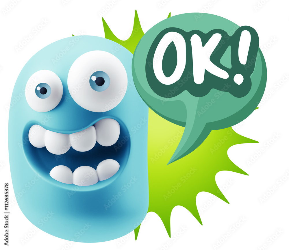 3d Rendering Smile Character Emoticon Expression saying Ok with 3d Rendering Smile Character Emoticon Expression saying Ok with