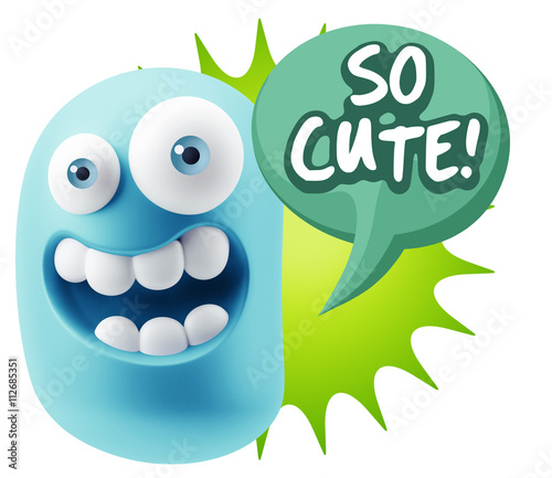 3d Illustration Laughing Character Emoji Expression saying So Cu