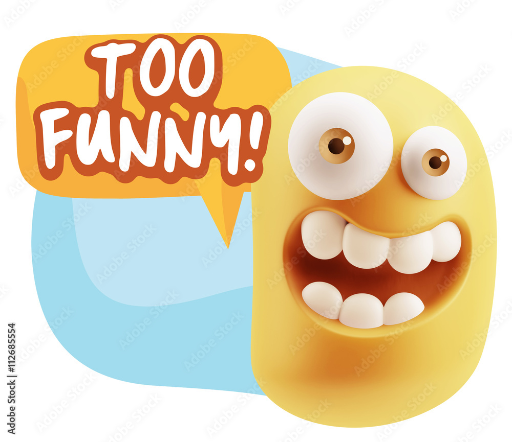3d Rendering Smile Character Emoticon Expression saying Very Fun