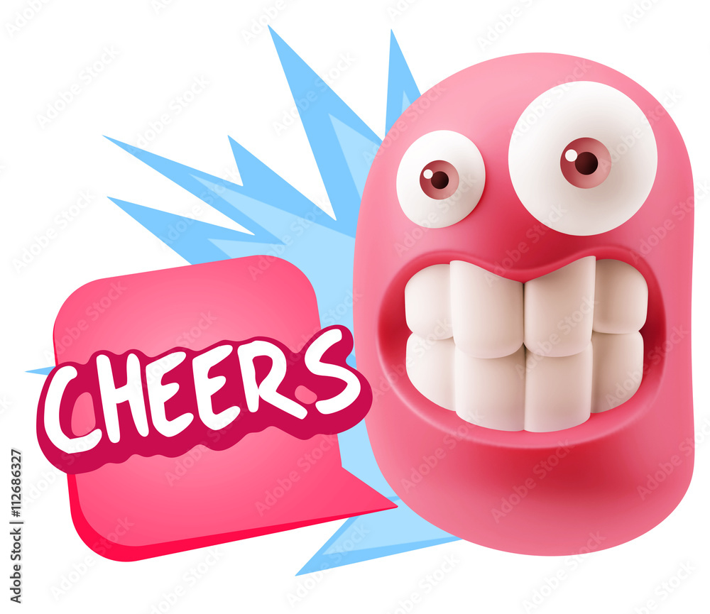 3d Rendering Smile Character Emoticon Expression saying Cheers w 3d Rendering Smile Character Emoticon Expression saying Cheers w