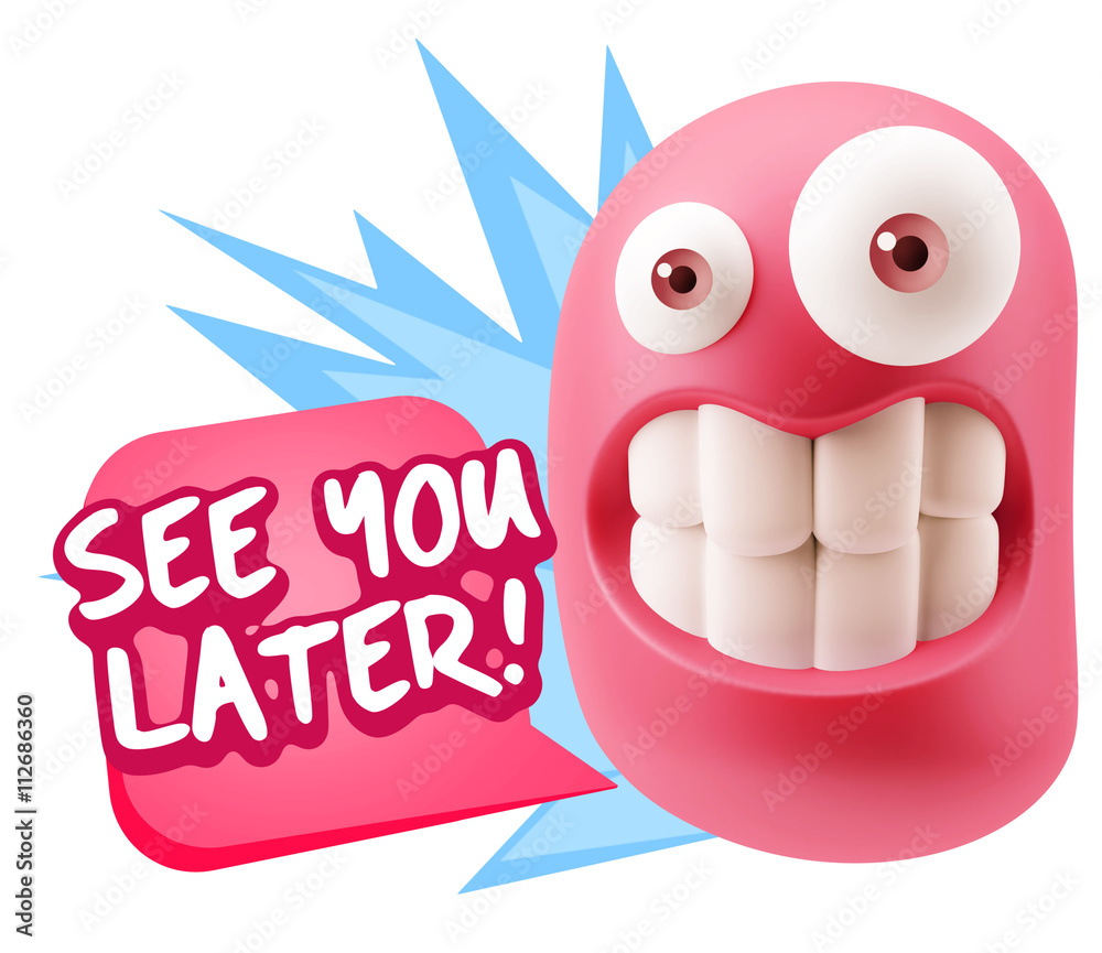 3d Illustration Laughing Character Emoji Expression saying See Y 3d Illustration Laughing Character Emoji Expression saying See Y