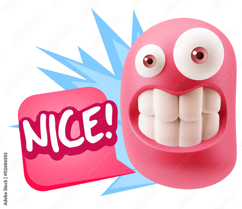 3d Rendering Smile Character Emoticon Expression saying Nice wit 3d Rendering Smile Character Emoticon Expression saying Nice wit