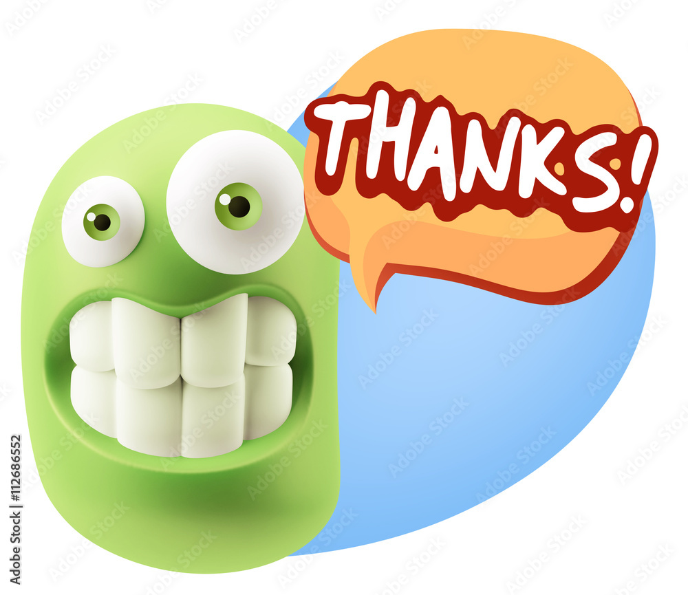 3d Rendering Smile Character Emoticon Expression saying Thanks w 3d Rendering Smile Character Emoticon Expression saying Thanks w