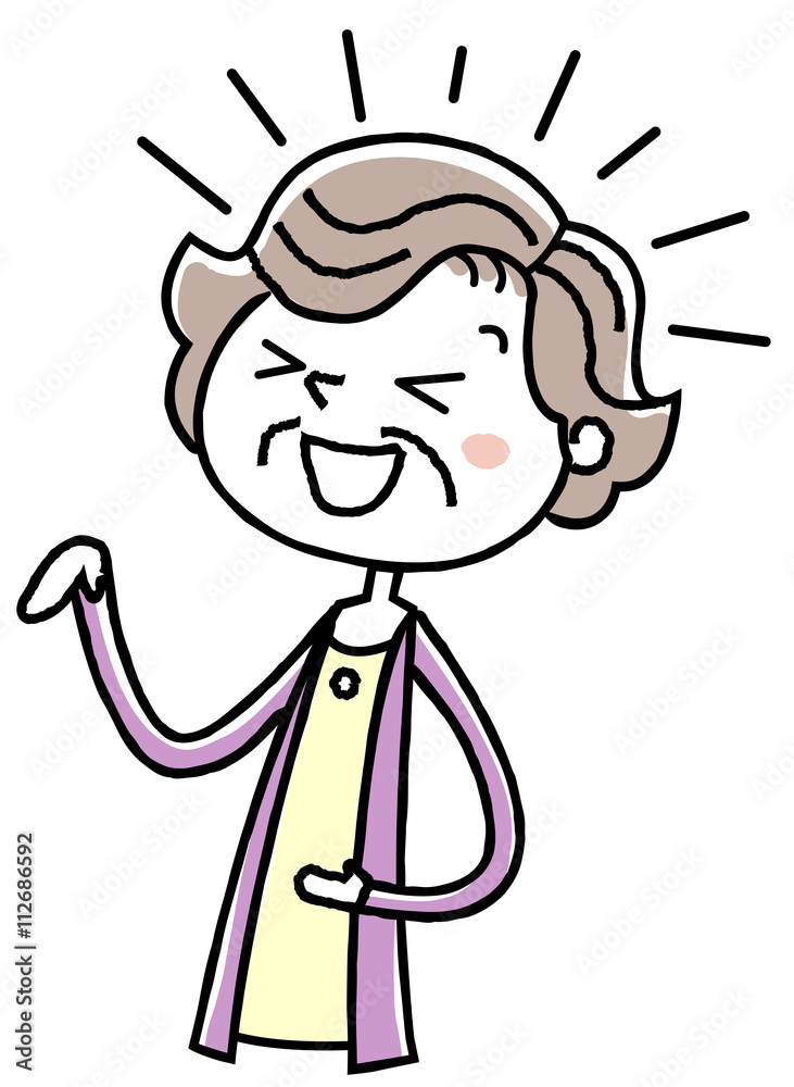 イラスト素材 老人 女性 笑う Stock ベクター Adobe Stock