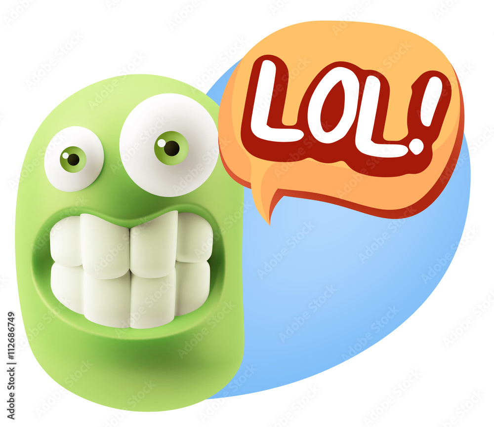 3d Illustration Laughing Character Emoji Expression saying Lol w