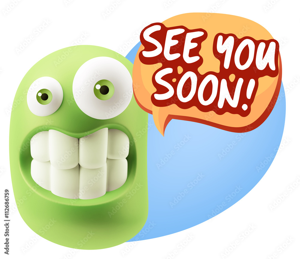 3d Rendering Smile Character Emoticon Expression saying See You 3d Rendering Smile Character Emoticon Expression saying See You