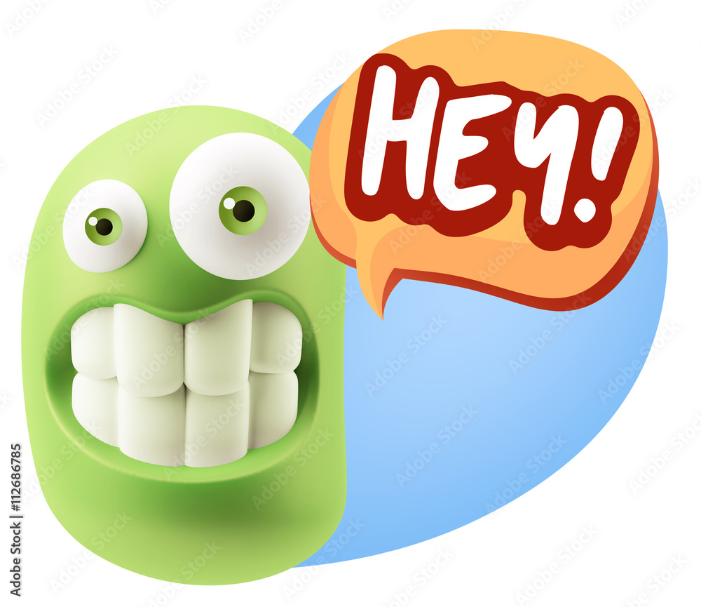 3d Illustration Laughing Character Emoji Expression saying Hey w 3d Illustration Laughing Character Emoji Expression saying Hey w