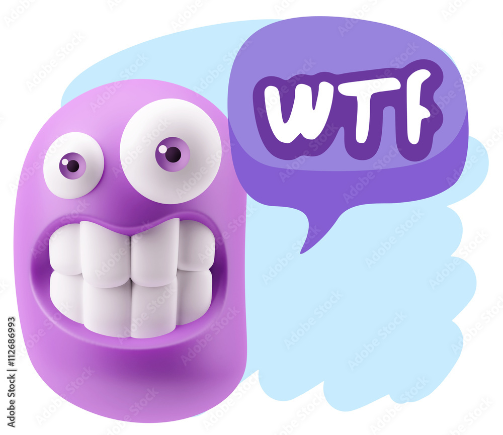 Obraz premium 3d Rendering Smile Character Emoticon Expression saying WTF with