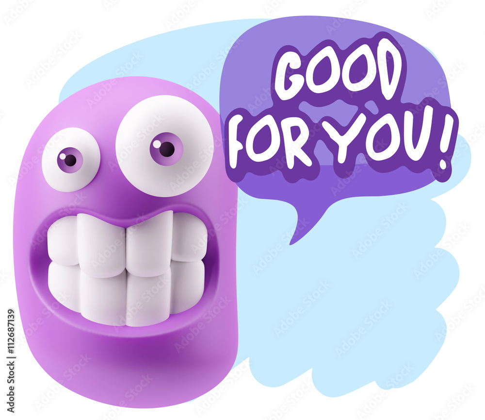 Obraz premium 3d Rendering Smile Character Emoticon Expression saying Good For