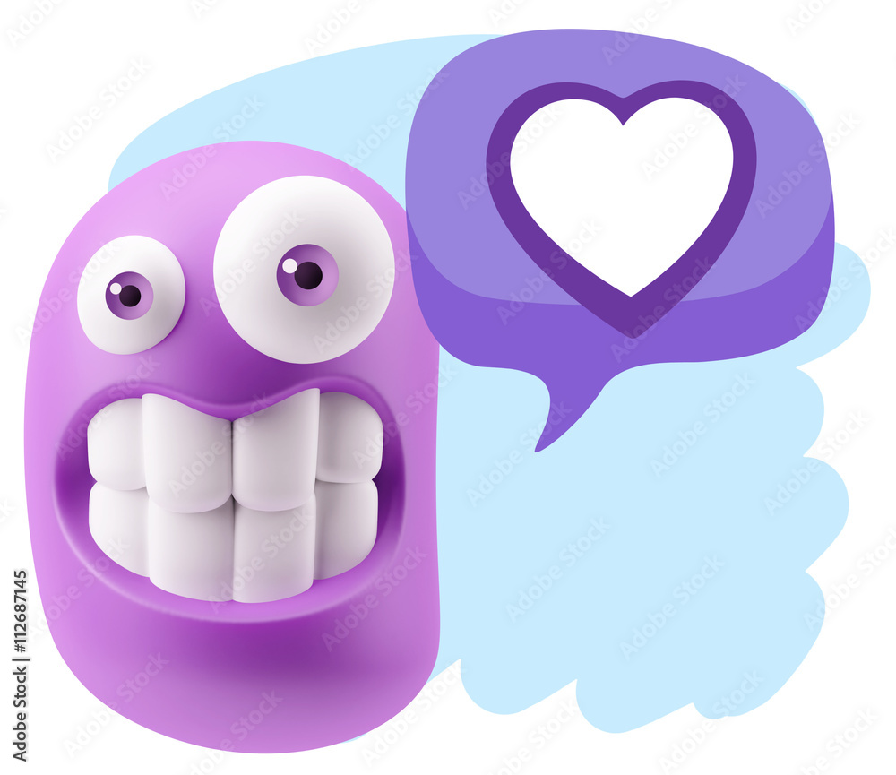 3d Rendering Smile Character Emoticon Expressing Love with a Hea 3d Rendering Smile Character Emoticon Expressing Love with a Hea