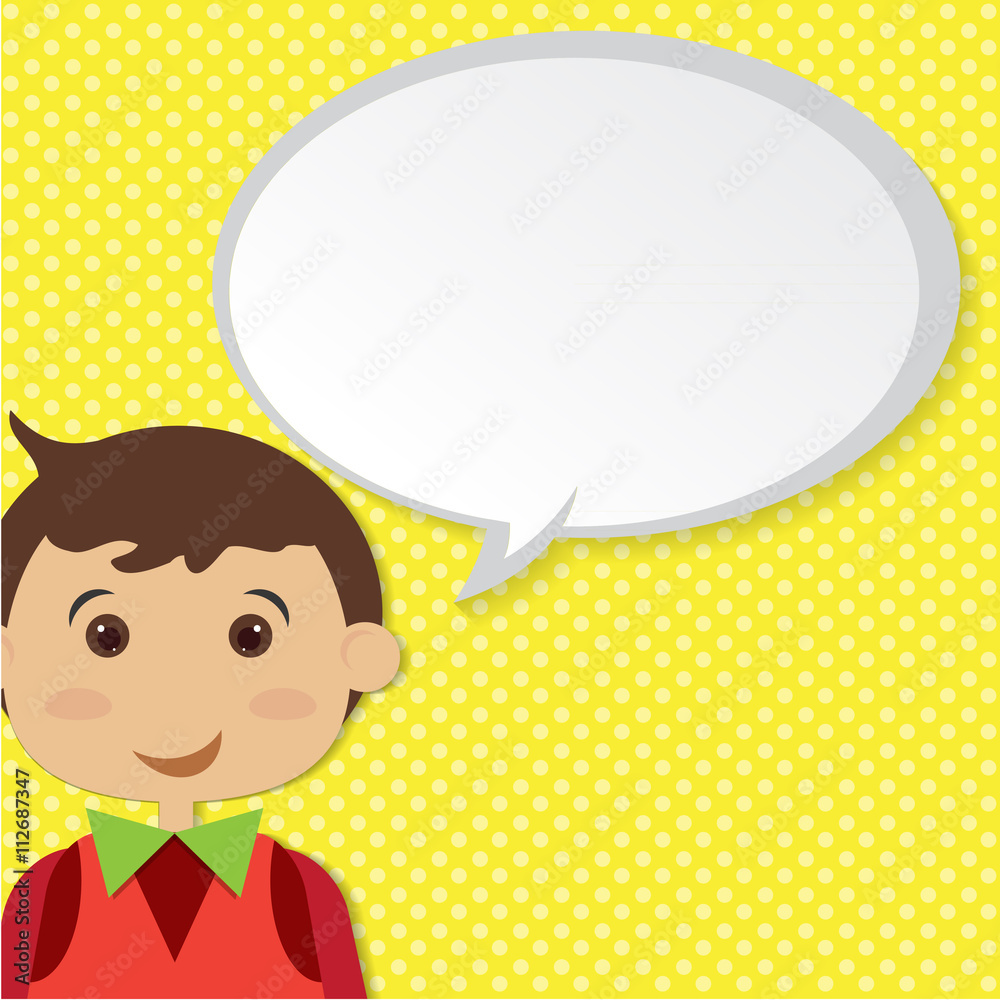 Boy with speech bubble.