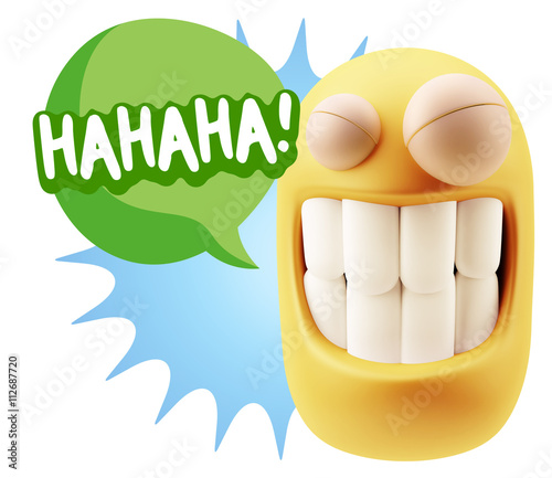 3d Illustration Laughing Character Emoji Expression saying Hahah photo