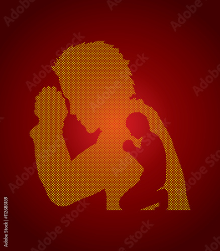 Man prayer designed using dots pixels graphic vector.