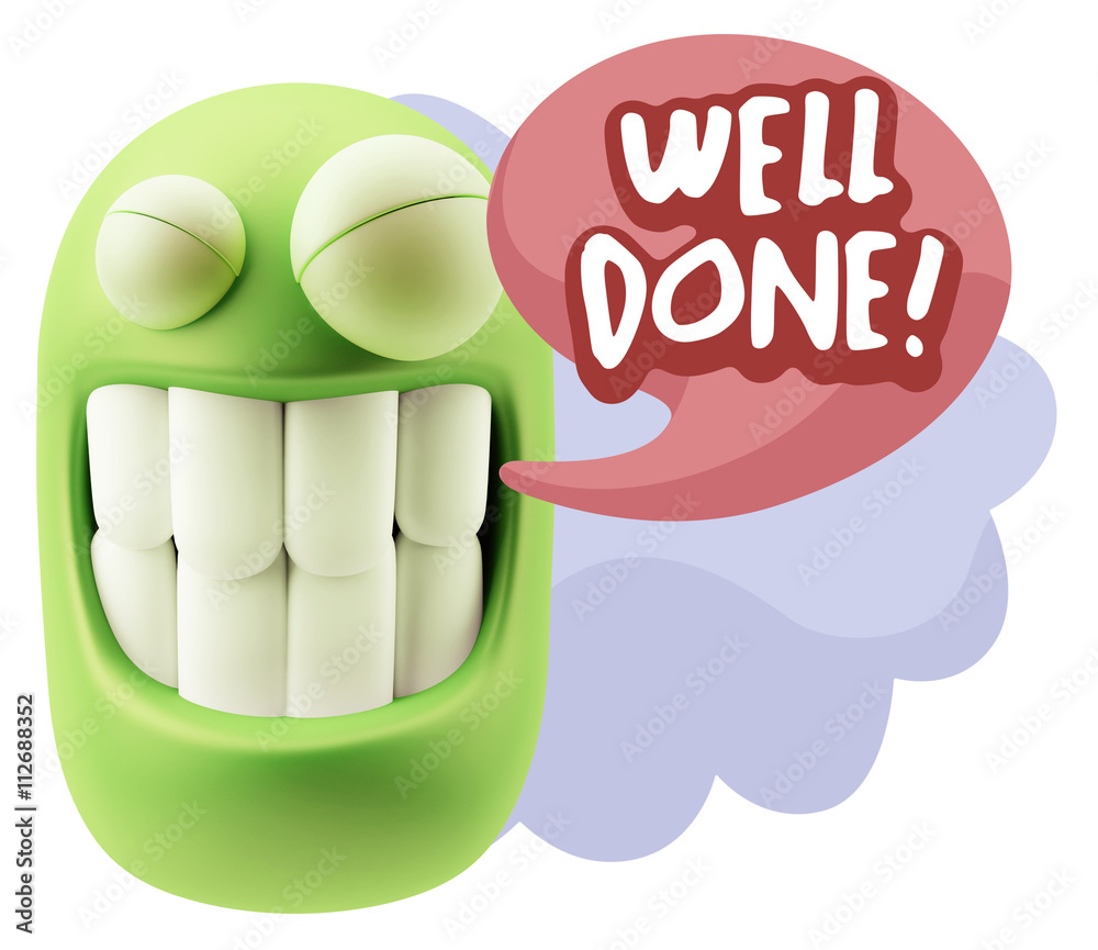 3d Rendering Smile Character Emoticon Expression saying Well Don 3d Rendering Smile Character Emoticon Expression saying Well Don