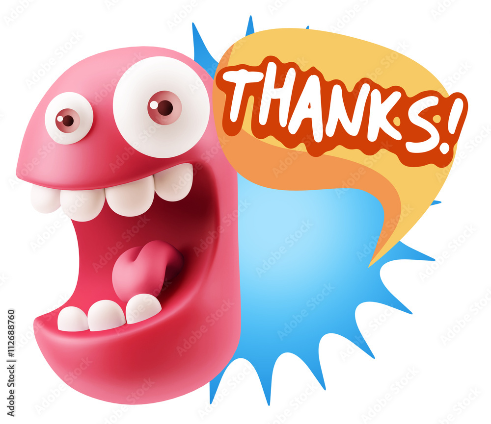3d Rendering Smile Character Emoticon Expression saying Thanks w 3d Rendering Smile Character Emoticon Expression saying Thanks w