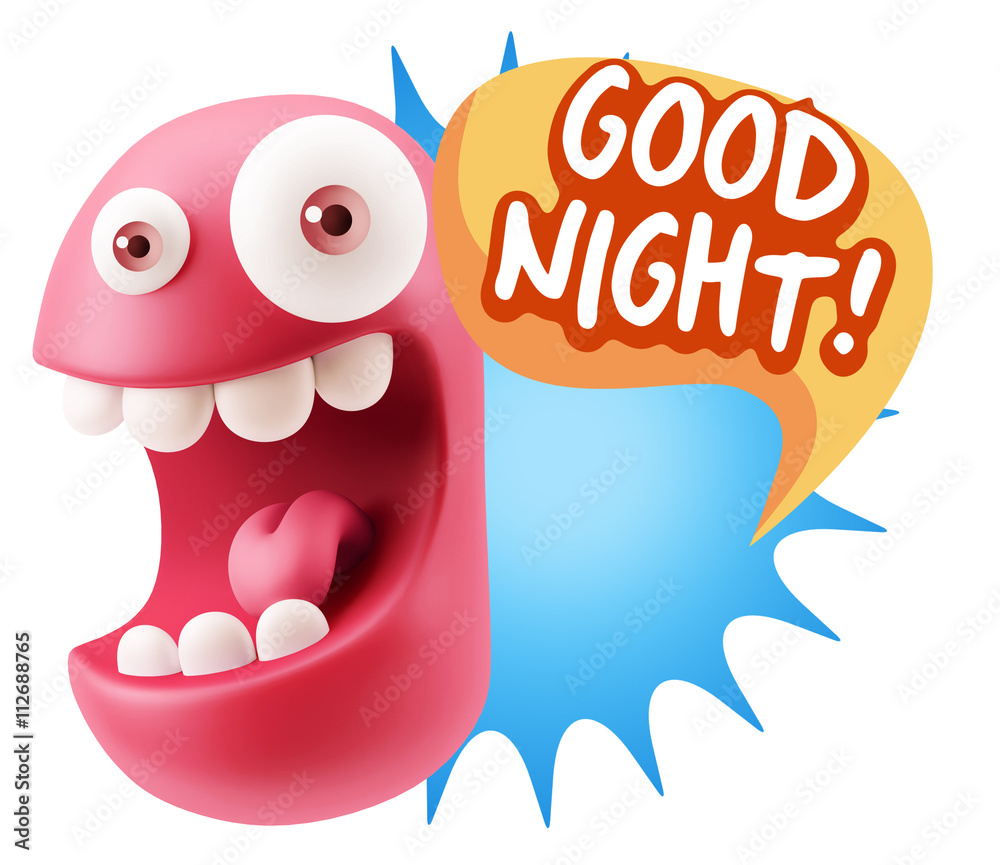 3d Rendering Smile Character Emoticon Expression saying Good Nig 3d Rendering Smile Character Emoticon Expression saying Good Nig