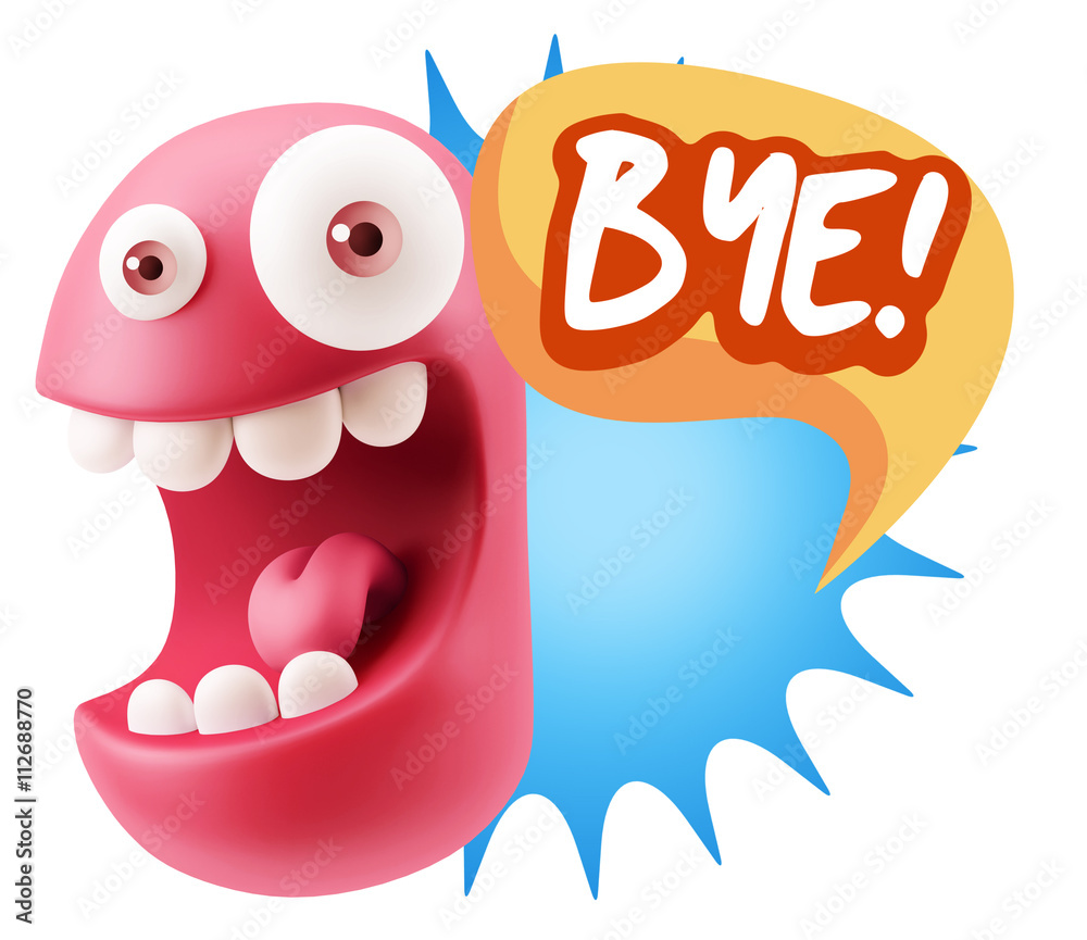 3d Illustration Laughing Character Emoji Expression saying Bye w 3d Illustration Laughing Character Emoji Expression saying Bye w
