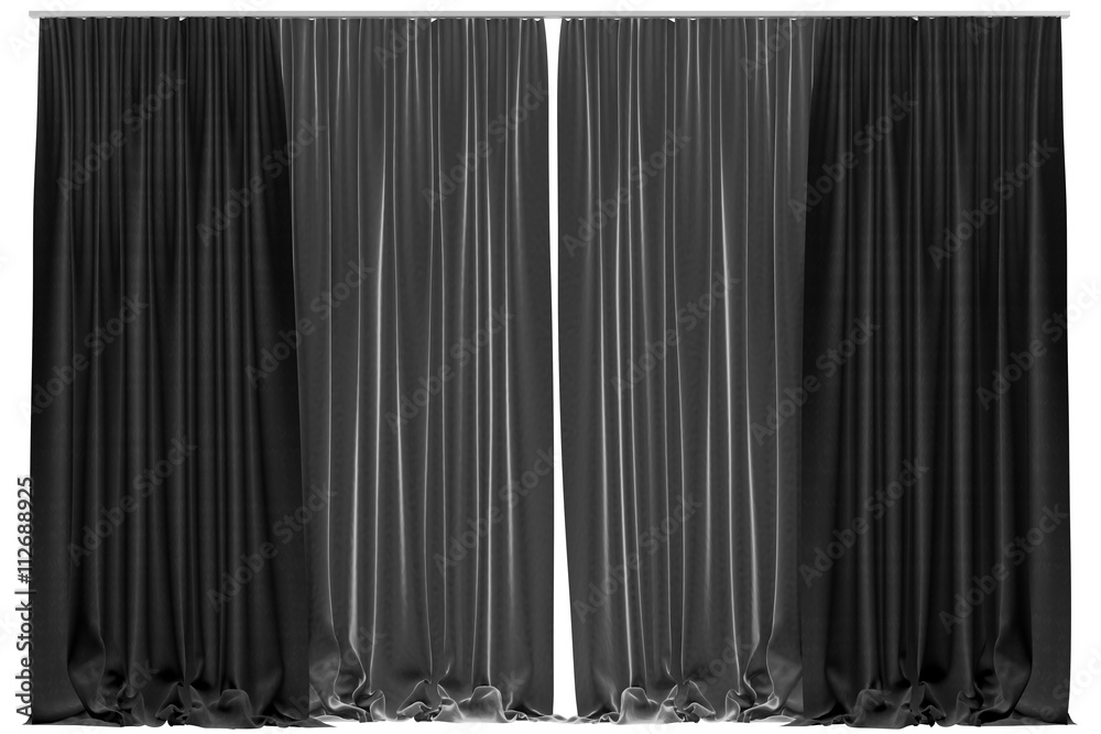 Curtains isolated on white background. - obrazy, fototapety, plakaty 