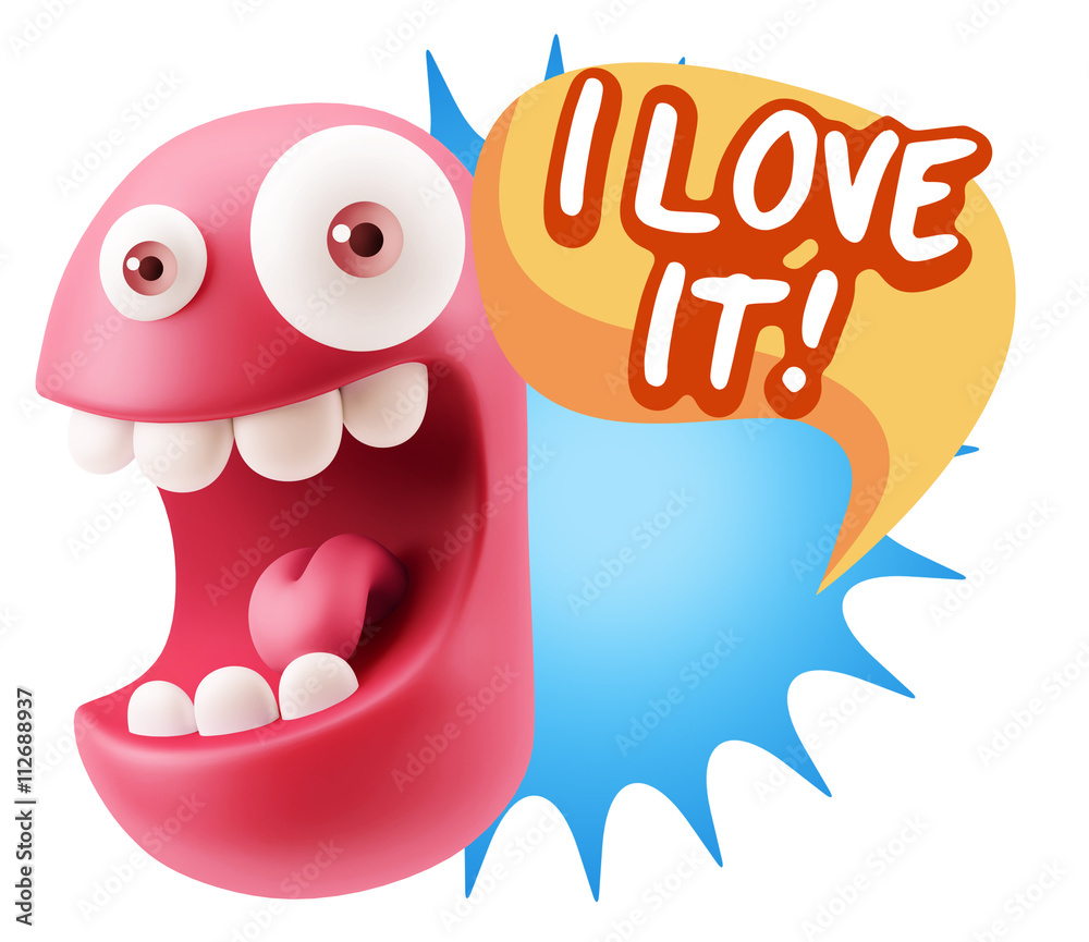 3d Rendering Smile Character Emoticon Expression saying I Love I 3d Rendering Smile Character Emoticon Expression saying I Love I