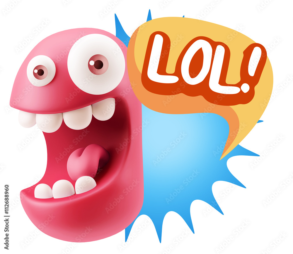 3d Illustration Laughing Character Emoji Expression saying Lol w 3d Illustration Laughing Character Emoji Expression saying Lol w