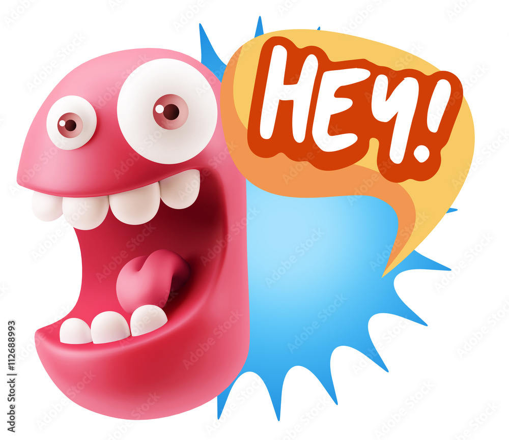3d Illustration Laughing Character Emoji Expression saying Hey w 3d Illustration Laughing Character Emoji Expression saying Hey w