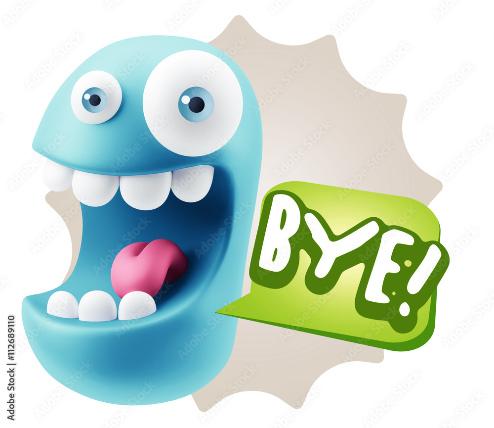 3d Illustration Laughing Character Emoji Expression saying Bye w 3d Illustration Laughing Character Emoji Expression saying Bye w