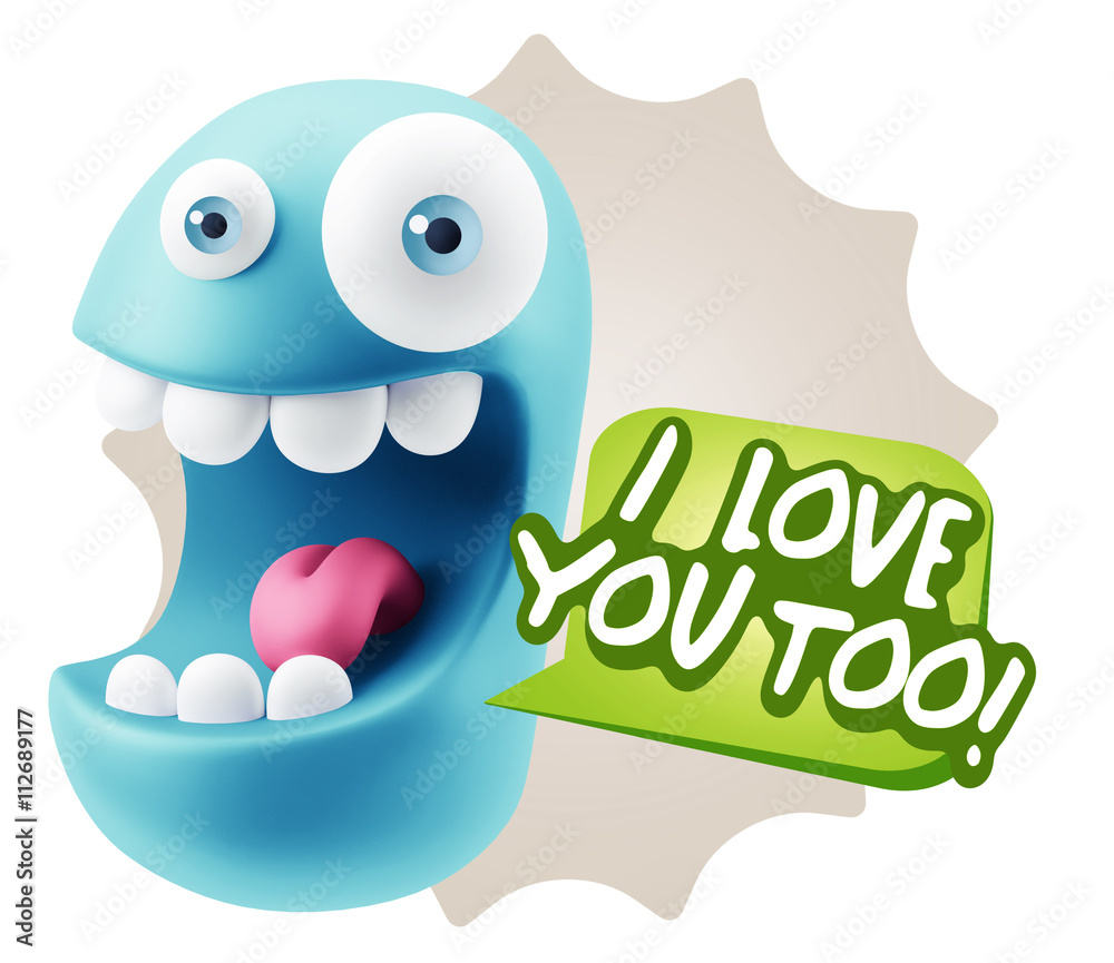 Fototapeta premium 3d Illustration Laughing Character Emoji Expression saying I Lov