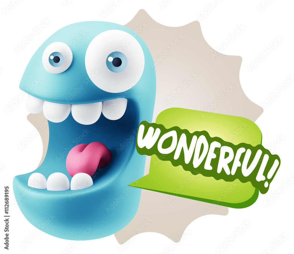 3d Rendering Smile Character Emoticon Expression saying Wonderfu 3d Rendering Smile Character Emoticon Expression saying Wonderfu