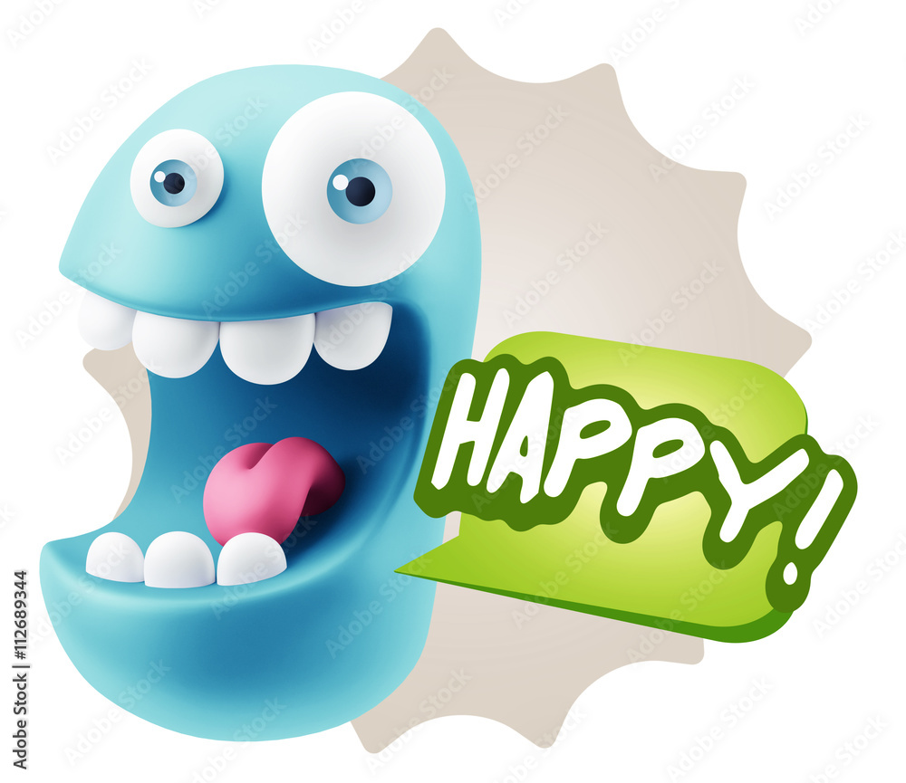 3d Rendering Smile Character Emoticon Expression saying Happy wi 3d Rendering Smile Character Emoticon Expression saying Happy wi