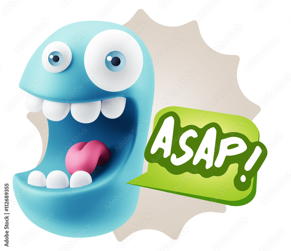 3d Illustration Laughing Character Emoji Expression saying Asap 3d Illustration Laughing Character Emoji Expression saying Asap