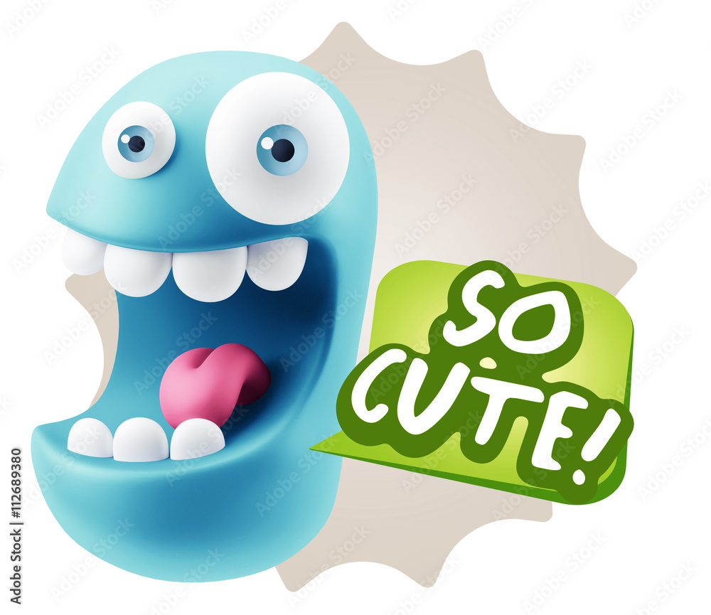 3d Illustration Laughing Character Emoji Expression saying So Cu