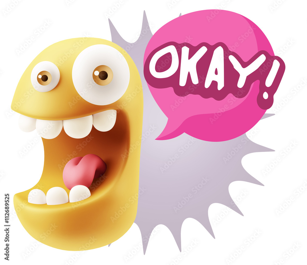 3d Illustration Laughing Character Emoji Expression saying Okay