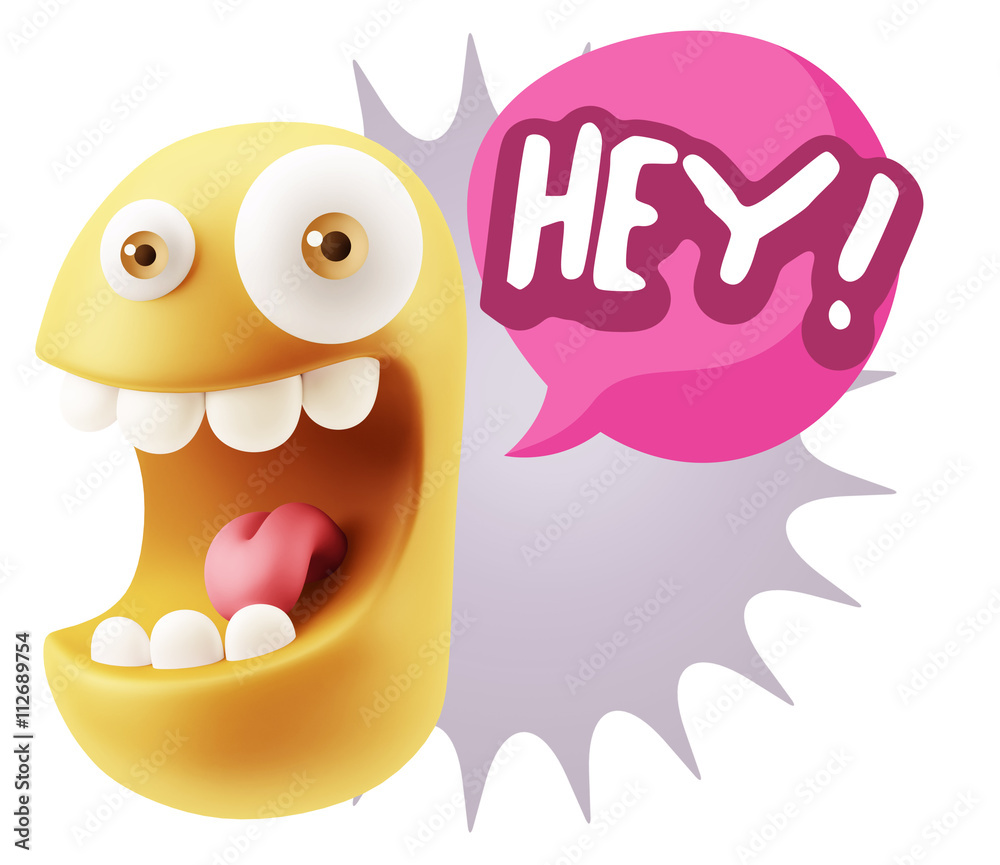 3d Illustration Laughing Character Emoji Expression saying Hey w 3d Illustration Laughing Character Emoji Expression saying Hey w