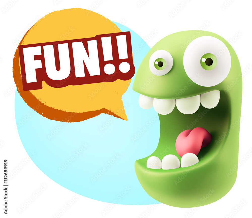 3d Illustration Laughing Character Emoji Expression saying Fun w 3d Illustration Laughing Character Emoji Expression saying Fun w